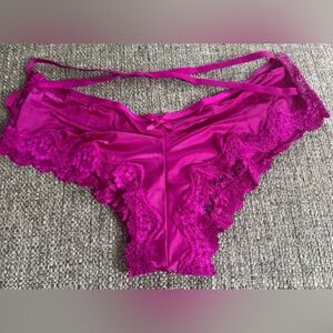Victoria's Secret Fuchsia Satin & Lace Cheeky panty